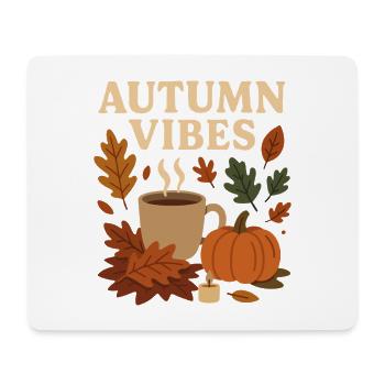 Herbst Vibes: Kaffee, Kürbis & Blätter - Mousepad (Querformat) - Weiß - Vorne