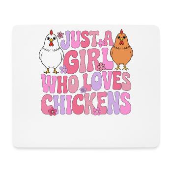 La fille aime les poulets - Tapis de souris (format paysage) - blanc - Devant