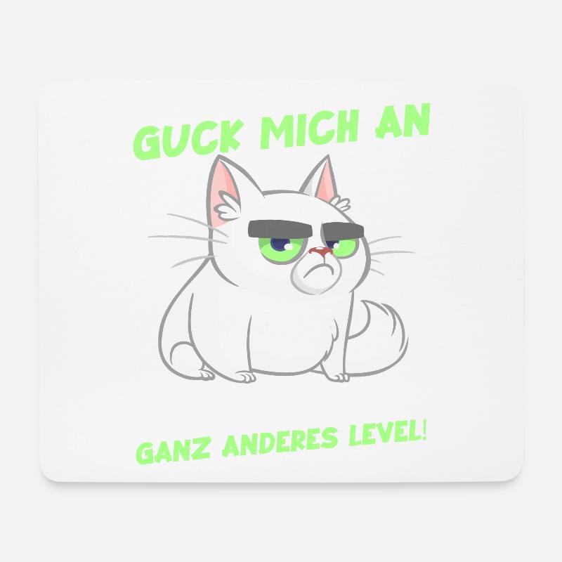 Guck Mich An Ganz Anderes Level Katzen - Mousepad (Querformat) - Weiß