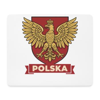 Polska Golden Eagle Heraldic Crest on Red Shield - Mouse Pad (horizontal) - white - Front
