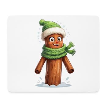 Winterbaumstumpf mit Schal - Mousepad (Querformat) - Weiß - Vorne