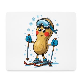 Erdnuss Skifahrer mit Ski - Mousepad (Querformat) - Weiß - Vorne