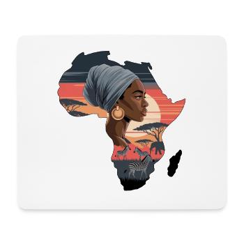 Africa Continent Silhouette Afro Woman Profile - Mouse Pad (horizontal) - white - Front