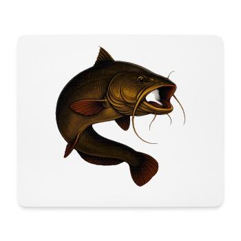 Poisson-chat plus vrai que nature pour les pêcheurs - Tapis de souris (format paysage) - blanc - Devant