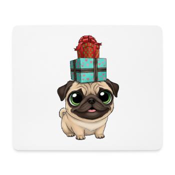 Lustiger Mops Weihnachten Hund Artist Cartoon - Mousepad (Querformat) - Weiß - Vorne