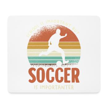 Soccer Ist Wichtiger Retro Sonnenuntergang - Mousepad (Querformat) - Weiß - Vorne