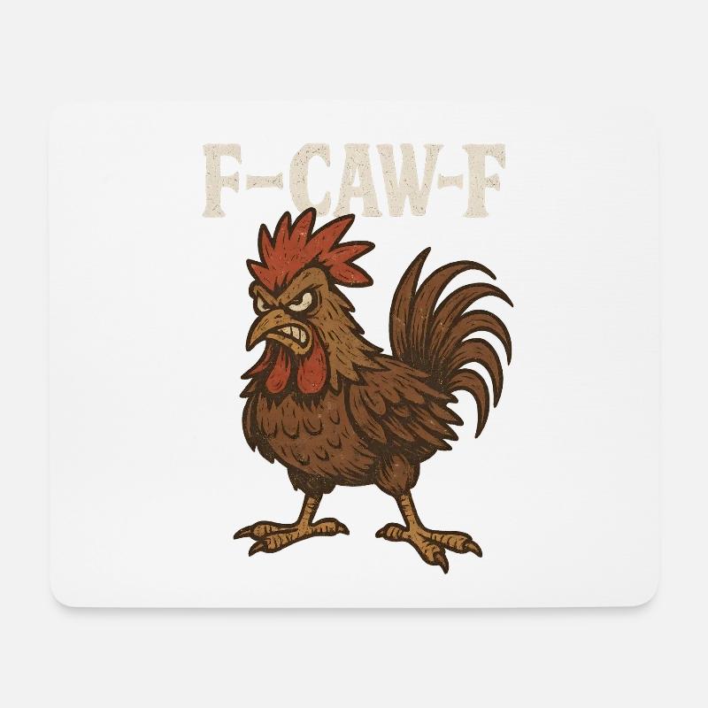F-Caw-F Rooster Funny Saying - Mouse Pad (horizontal) - white