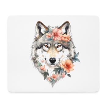 Flower Wolf Portrait - Mouse Pad (horizontal) - white - Front