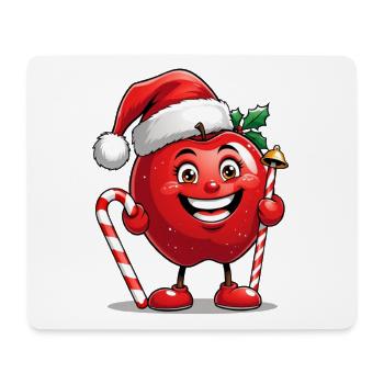 Kuscheliger Apfel im Weihnachtsmannhut - Mousepad (Querformat) - Weiß - Vorne