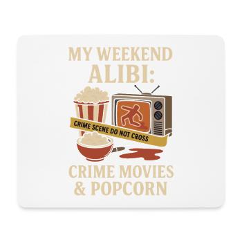 My Weekend Alibi – Films policiers et chemise pop-corn - Tapis de souris (format paysage) - blanc - Devant