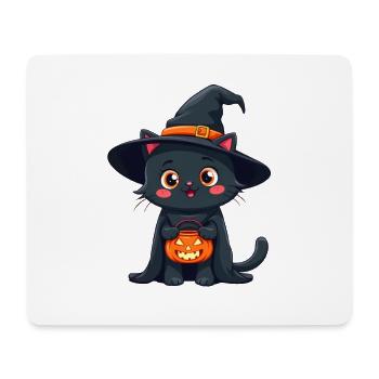 Halloween Cat with Halloween Pumpkin - Mouse Pad (horizontal) - white - Front