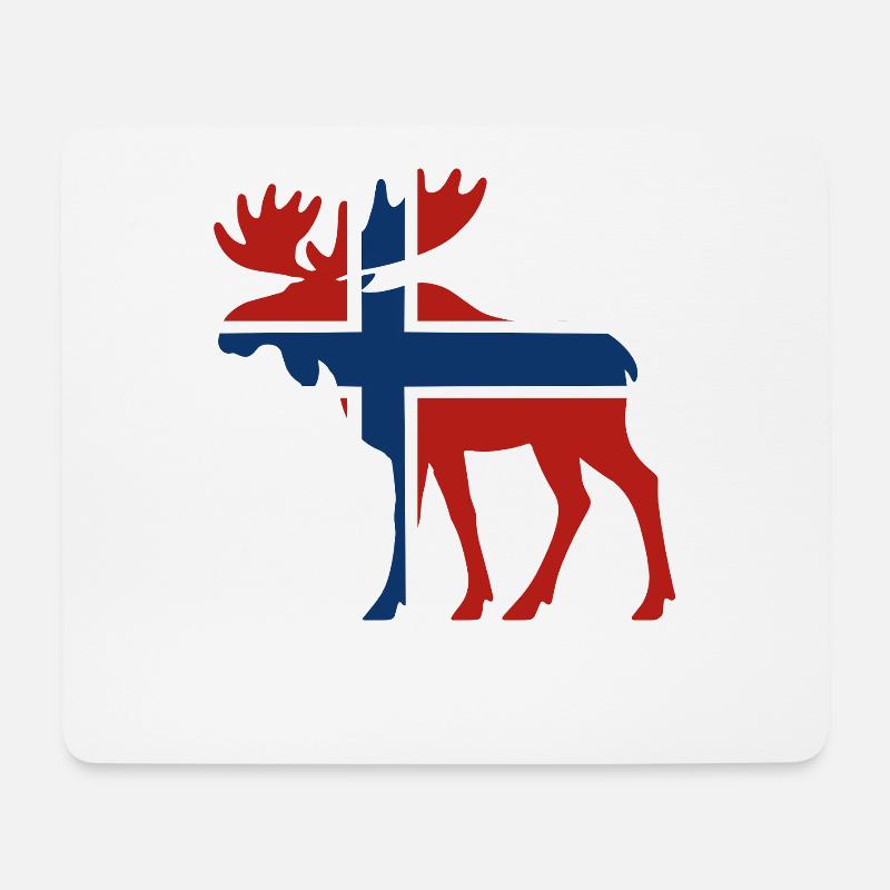 Nordischer Elch mit Norwegenflagge - Mousepad (Querformat) - Weiß