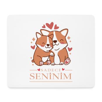 Motif d’amour turc avec de mignons chiens corgi - Tapis de souris (format paysage) - blanc - Devant