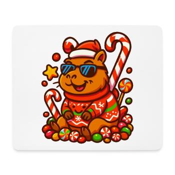 Cooles Capybara mit Zuckerstangen – Weihnachten - Mousepad (Querformat) - Weiß - Vorne