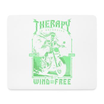 Therapie ist teuer Wind ist kostenlos Biker Schädel - Mousepad (Querformat) - Weiß - Vorne