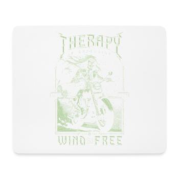 Therapie ist teuer Wind ist kostenlos Biker Schädel - Mousepad (Querformat) - Weiß - Vorne