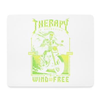 Therapie ist teuer Wind ist kostenlos Biker Schädel - Mousepad (Querformat) - Weiß - Vorne
