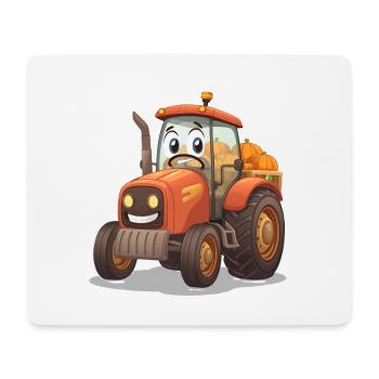 Pumpkin Tractor in Orange Cartoon Farm - Mouse Pad (horizontal) - white - Front