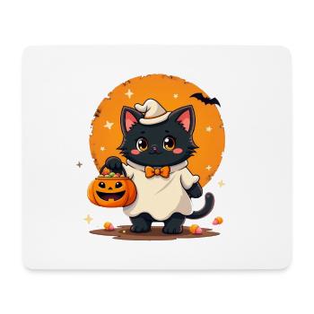 Halloween Katze mit Halloween Kürbis - Mousepad (Querformat) - Weiß - Vorne