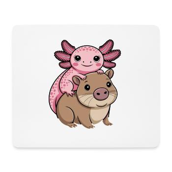 Niedlicher Axolotl und Wombat für Tierliebhaber - Mousepad (Querformat) - Weiß - Vorne