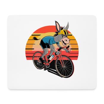 Drôle âne cycliste coucher de soleil - Tapis de souris (format paysage) - blanc - Devant