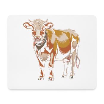 Cow portrait with bandana in earth tones - Mouse Pad (horizontal) - white - Front