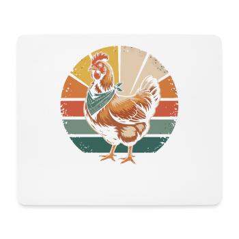 Poulet rétro avec bandana - Tapis de souris (format paysage) - blanc - Devant