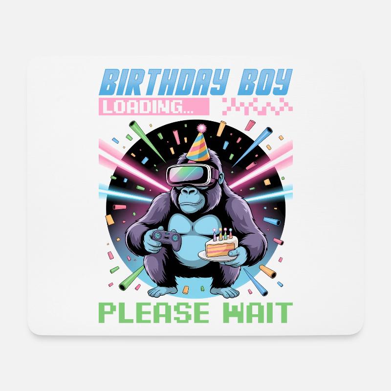 Birthday Gamer VR - Mousepad (Querformat) - Weiß