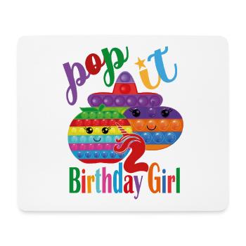 pop it Fille d’anniversaire 2 - Tapis de souris (format paysage) - blanc - Devant