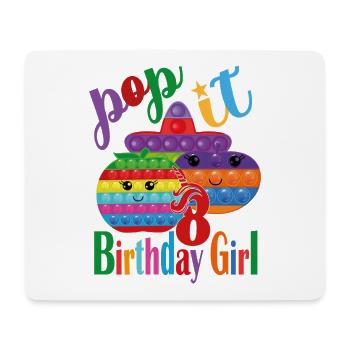 pop-it Fille d’anniversaire 8 - Tapis de souris (format paysage) - blanc - Devant