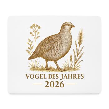 Edles Rebhuhn – Vogel des Jahres 2026 Naturmotiv - Mousepad (Querformat) - Weiß - Vorne