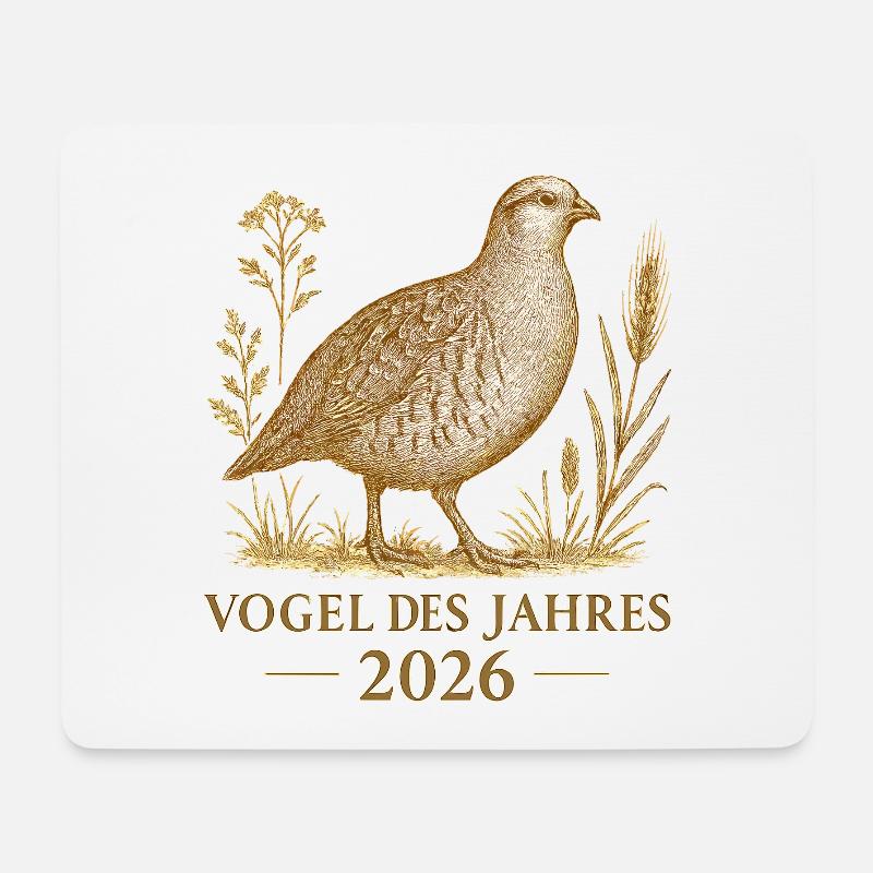 Edles Rebhuhn – Vogel des Jahres 2026 Naturmotiv - Mousepad (Querformat) - Weiß