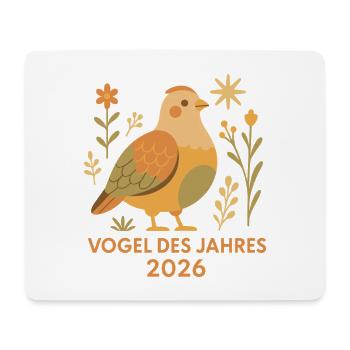 perdrix style bohème – Oiseau de l’année 2026 Mot naturel - Tapis de souris (format paysage) - blanc - Devant
