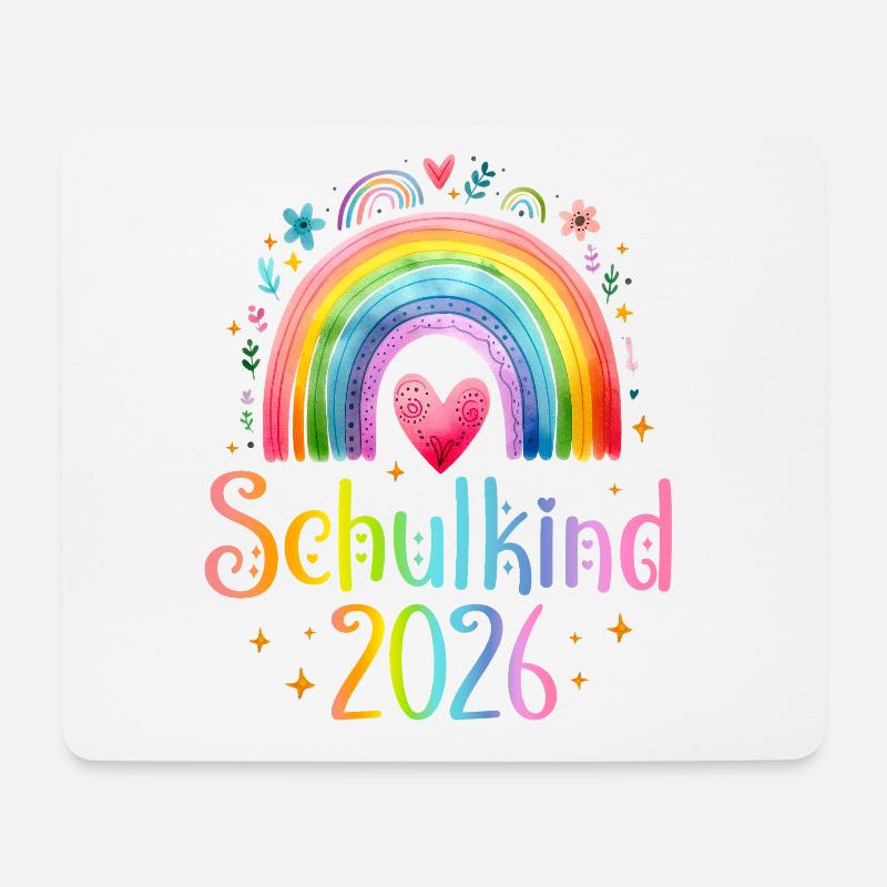 Schulkind 2026 Regenbogen Herz - Mousepad (Querformat) - Weiß