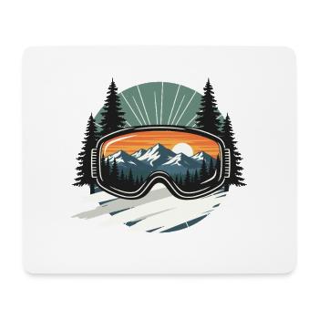 Berglandschaft in der Skibrille - Mousepad (Querformat) - Weiß - Vorne