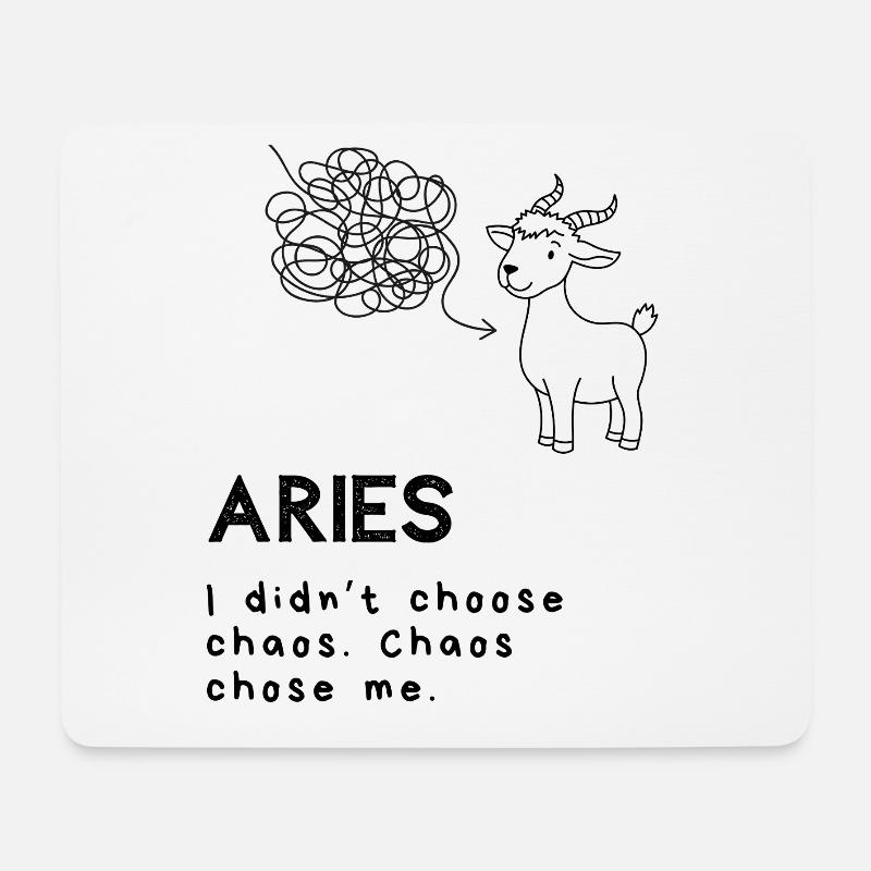 Funny Aries Cartoon – Chaos Chose Me - Mousepad (Querformat) - Weiß