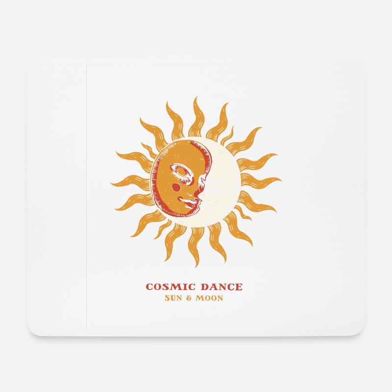 Kosmischer Tanz Sonne und Mond - Mousepad (Querformat) - Weiß
