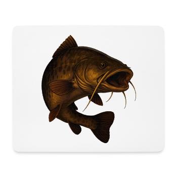 Großer Wels Angeln Motiv - Mousepad (Querformat) - Weiß - Vorne