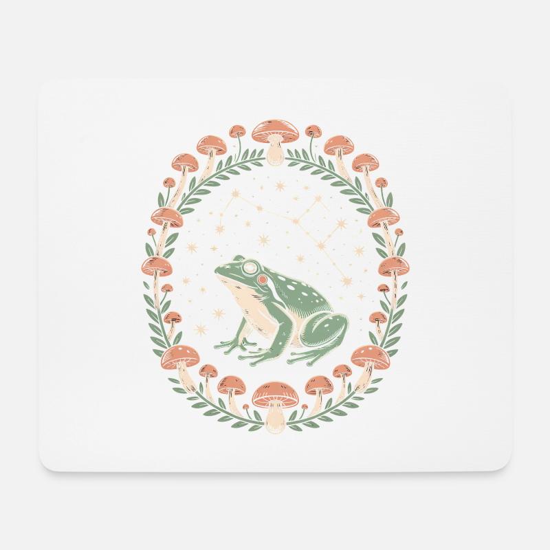 Frosch und Pilze Sternenhimmel - Mousepad (Querformat) - Weiß