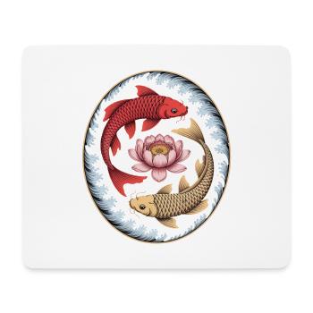 Koi-Fische Lotusblume Wellenkunst - Mousepad (Querformat) - Weiß - Vorne