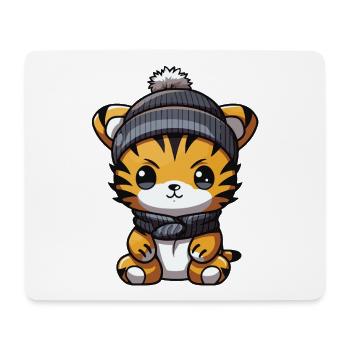 Tigre Hiver Animal Bébé Bande Dessinée - Tapis de souris (format paysage) - blanc - Devant
