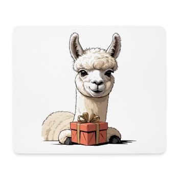 Alpaca with gift box - Mouse Pad (horizontal) - white - Front