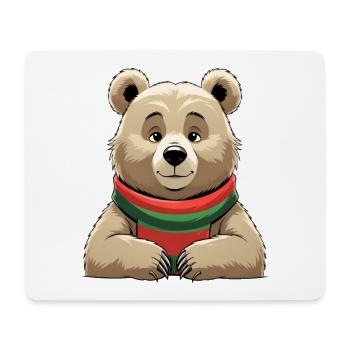 Ours en peluche avec écharpe rouge et verte - Tapis de souris (format paysage) - blanc - Devant