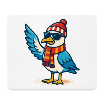 Mouette fraîche avec lunettes de soleil et casquette - Tapis de souris (format paysage) - blanc - Devant
