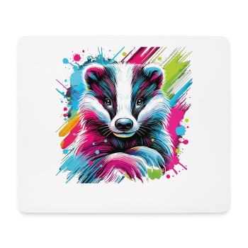 Neon Dachs Splash Kunst - Mousepad (Querformat) - Weiß - Vorne