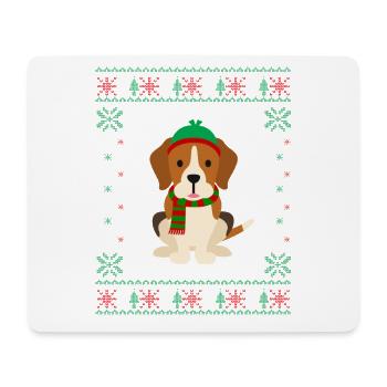 Beagle laid - Conception de chien de Noël - Tapis de souris (format paysage) - blanc - Devant
