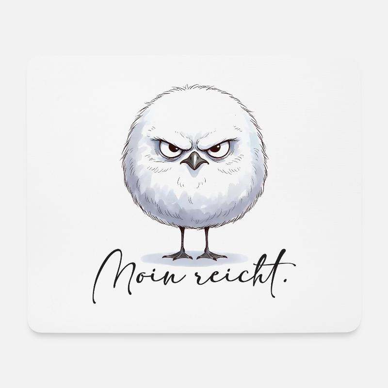 Moin reicht - grimmige runde Möwe - Mousepad (Querformat) - Weiß
