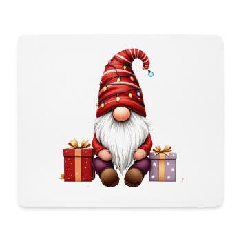 Weihnachtswichtel Mit Lichterkette Und Päckchen - Mousepad (Querformat) - Weiß - Vorne