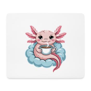 Axolotl Mit Kaffee Auf Wolke Kawaii Morgenkaffee - Mousepad (Querformat) - Weiß - Vorne