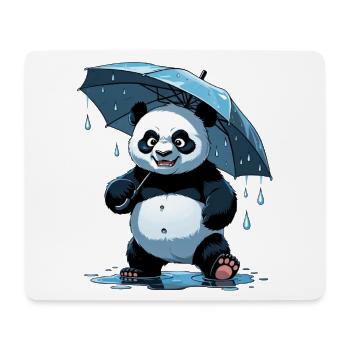 Panda Unter Regenschirm - Mousepad (Querformat) - Weiß - Vorne